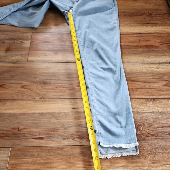 Eileen Fisher Jeans 8 Blue Raw Step Hem Ankle Organic Cotton Stretch - Picture 6 of 11